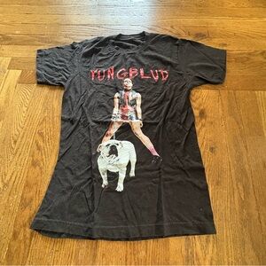 YUNGBLUD Bulldog Graphic T-Shirt Small Black Official Band Merch